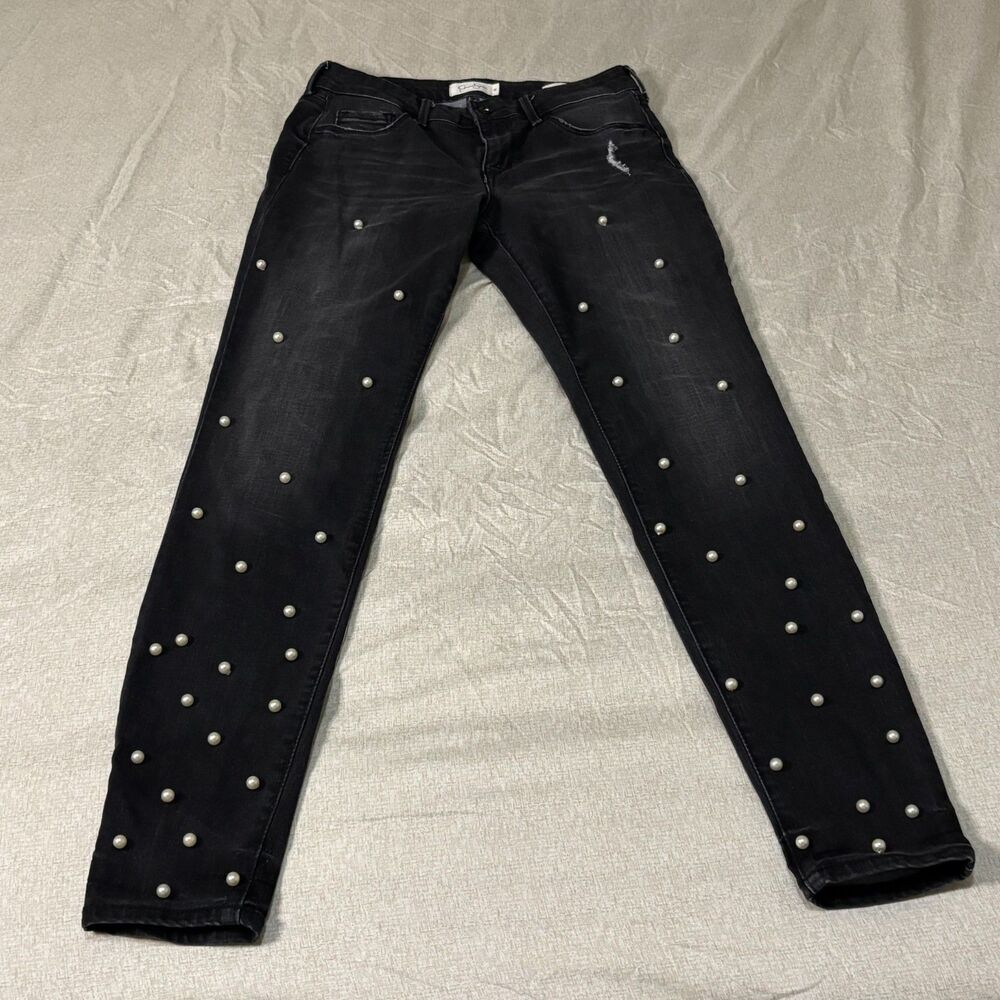 Jessica Simpson super skinny black leggings with pearls sze 28